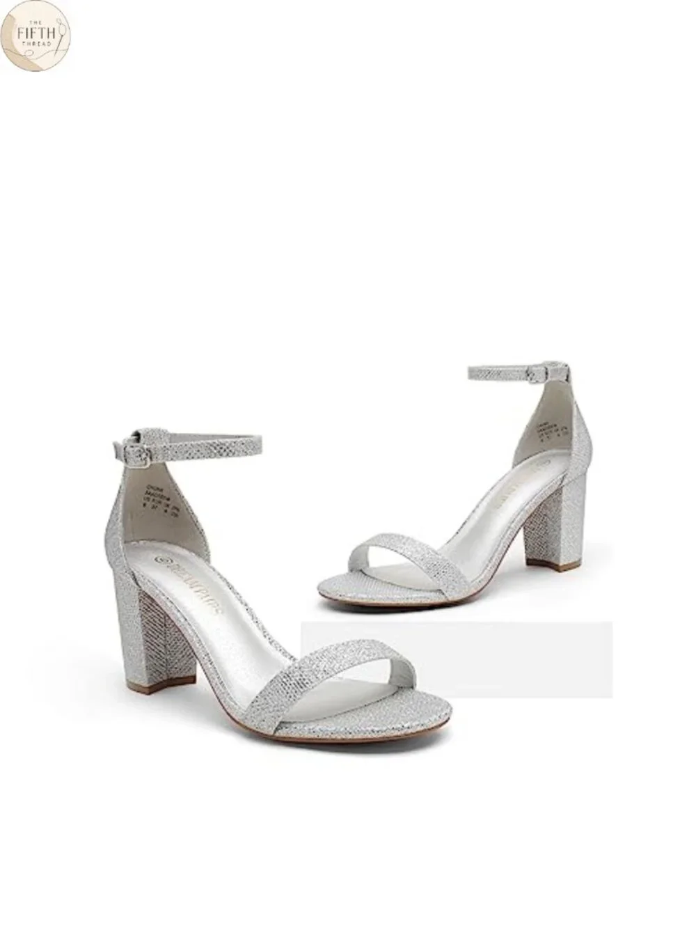 Women's 3-Inch Block Heel Sandals Ankle Strap Cushioned Glitter Buckle